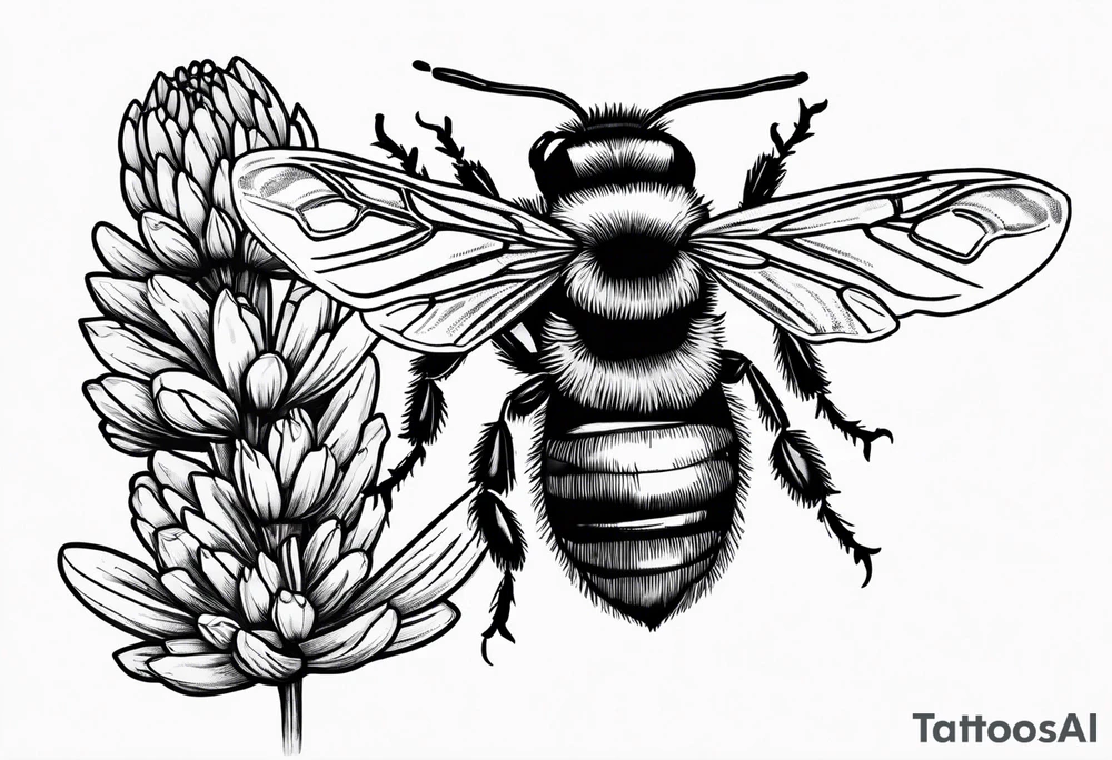 Lavender sprig with bumblebee tattoo idea