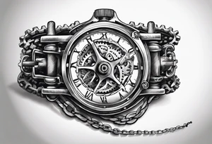 bicycle gear and chain as watch around wrist tattoo idea