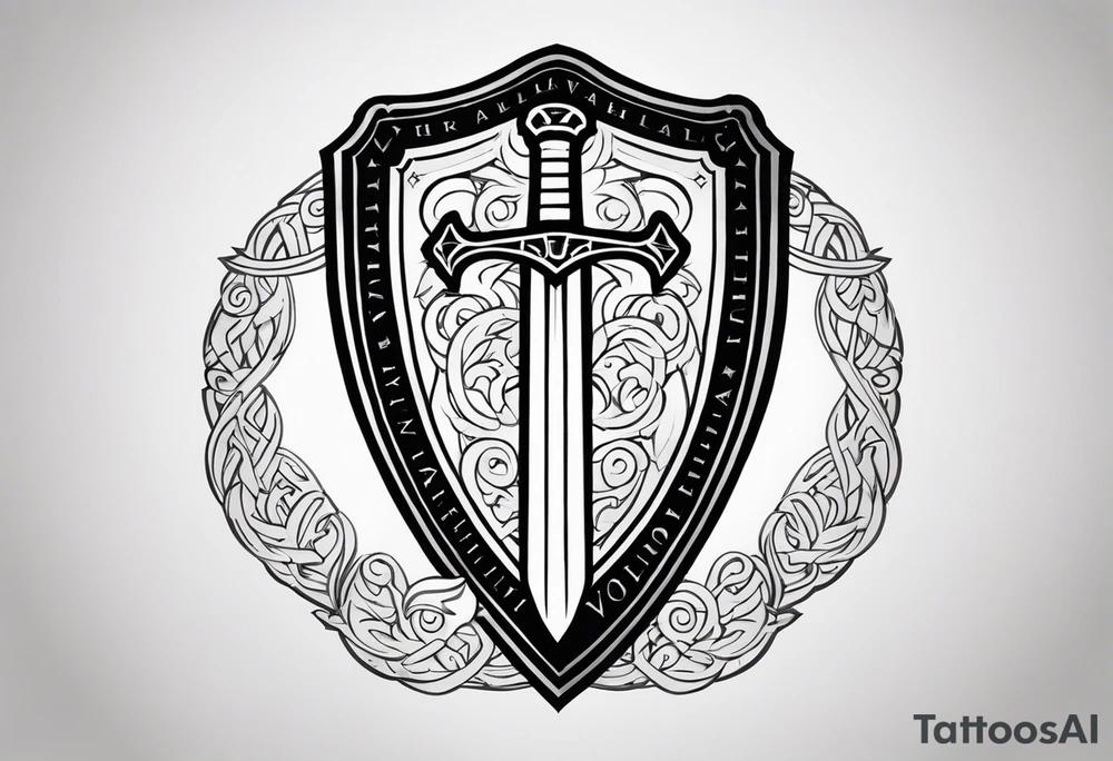 Valhalla shield sword tattoo idea