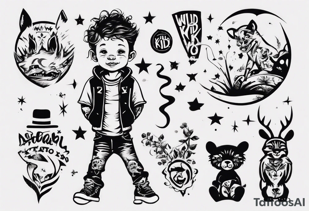 Wild kid who loves to play and jump tattoo idea