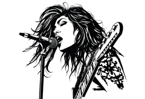 A silhouette stencil style drawing of Stevie nicks tattoo idea