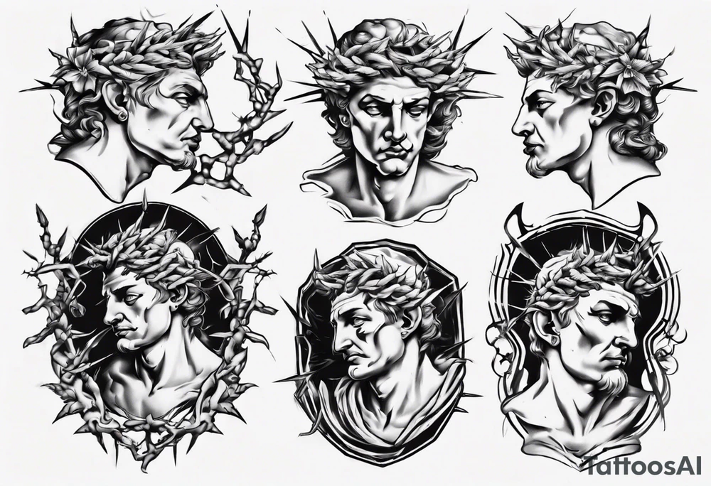 Bust of David with thorns tattoo idea