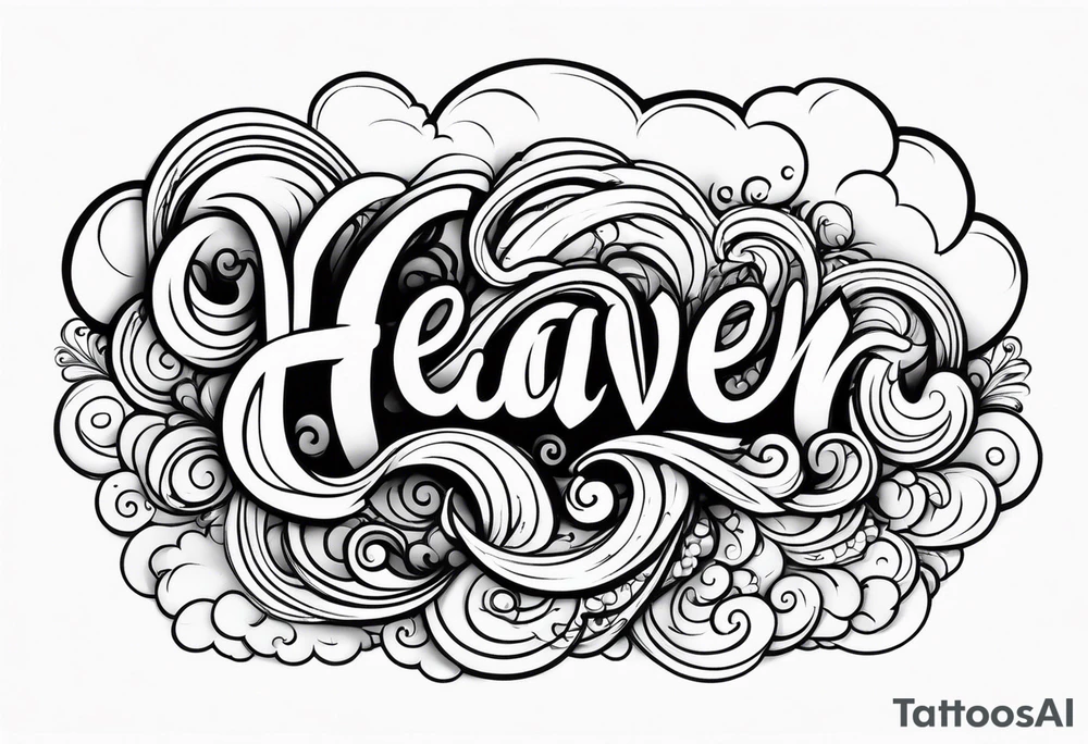 heaven clouds swirl vignette tattoo idea