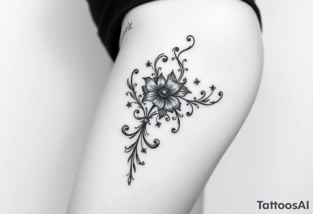 Sexy woman, Gothic but feminine  for thigh tattoo idea