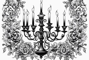 Hand holding candelabra tattoo idea
