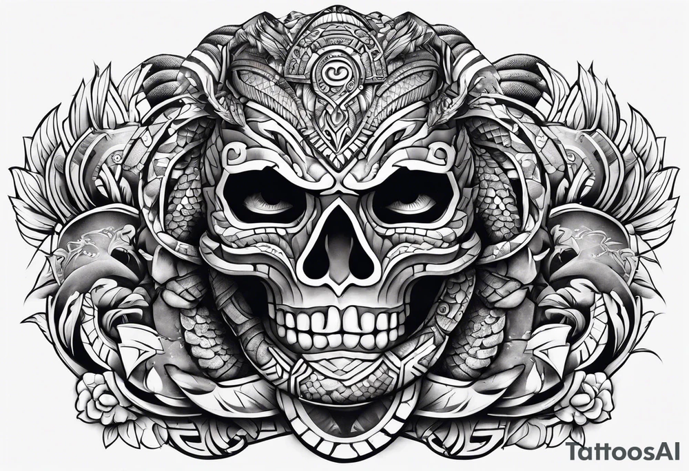 aztec snake sleeve tattoo idea