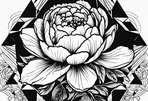 Peony upside down triangle geometric patterns tattoo idea