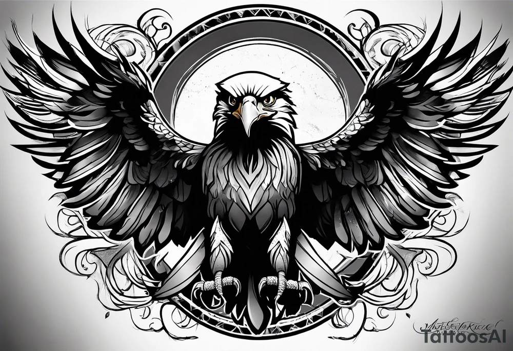 tattoo featuring an eagle, aggressive, possibly incorporate Irish imagery tattoo idea