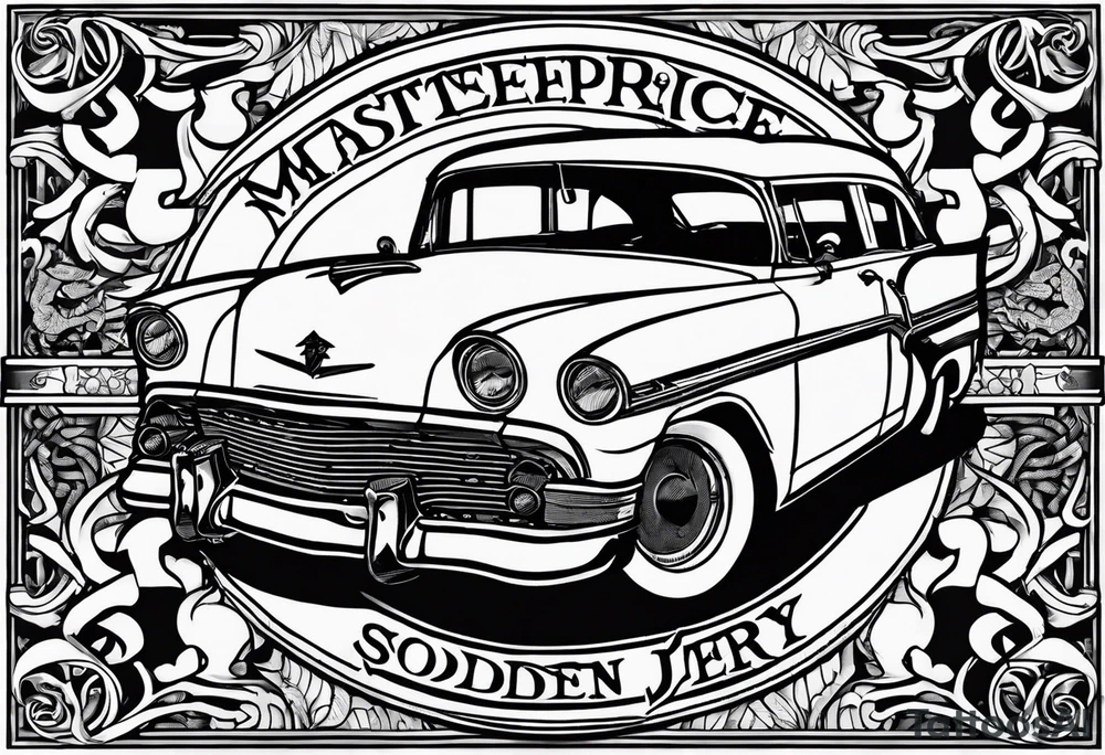 "SKODEN" written in sailor Jerry font tattoo idea