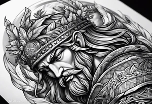 Greek or Roman mythology half sleeve  men god tattoo idea