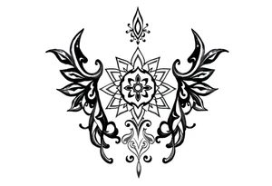 mytical shaman and witch ancient ornament with rhyme tattoo idea