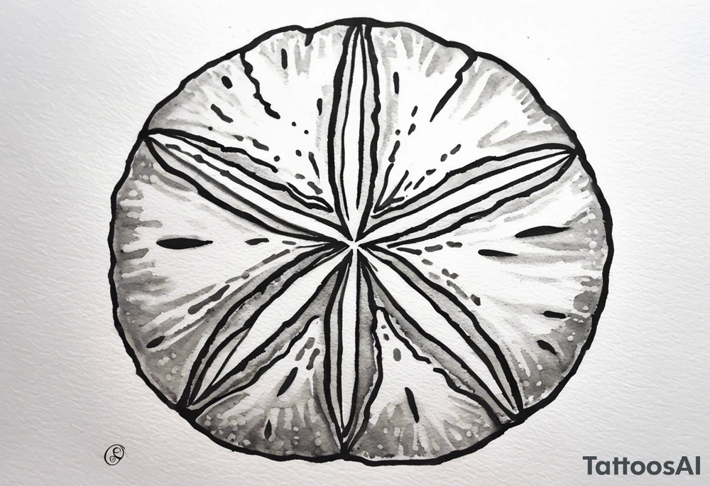 sand dollar 
watercolor
light gray
you can see the dove shell peaking out.

draw sand around it like it's washed up on the beach.
the tattoo will go on the underside of my wrist. tattoo idea