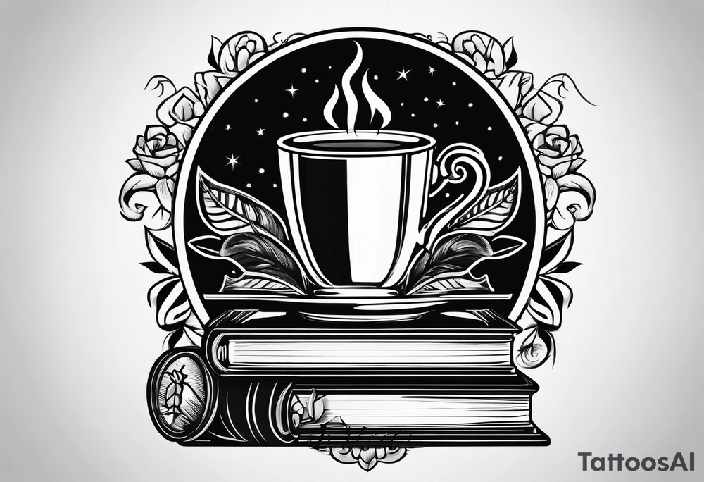 books and coffee tattoo idea