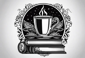 books and coffee tattoo idea