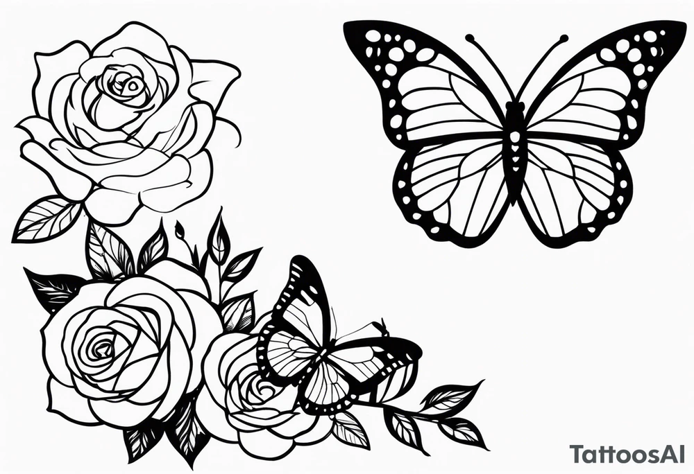 Butterflies and roses tattoo idea