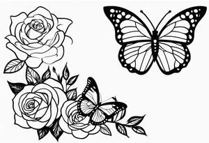 Butterflies and roses tattoo idea