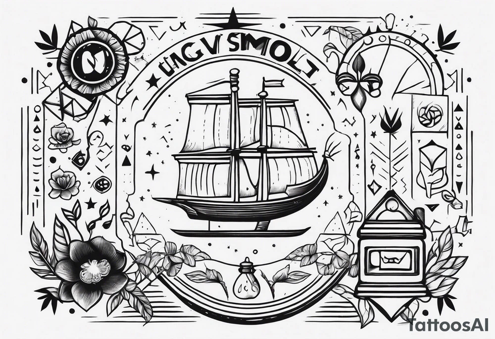 vintage theme items and symbols tattoo idea
