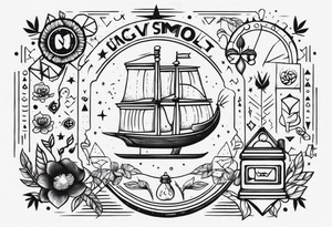 vintage theme items and symbols tattoo idea