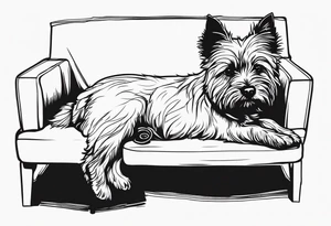 small cairn terrier laying on couch tattoo idea