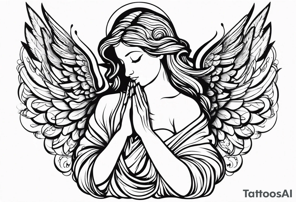 Angel with prayer hands tattoo idea