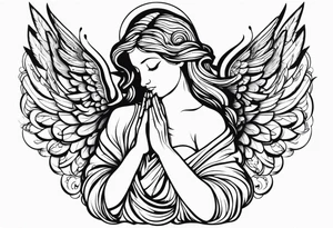 Angel with prayer hands tattoo idea