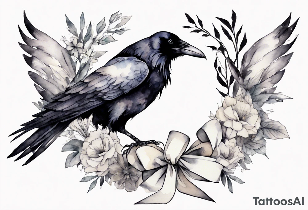 raven wearing a white ribbon around her foot tattoo idea raven wearing a white ribbon around her foot tattoo idea