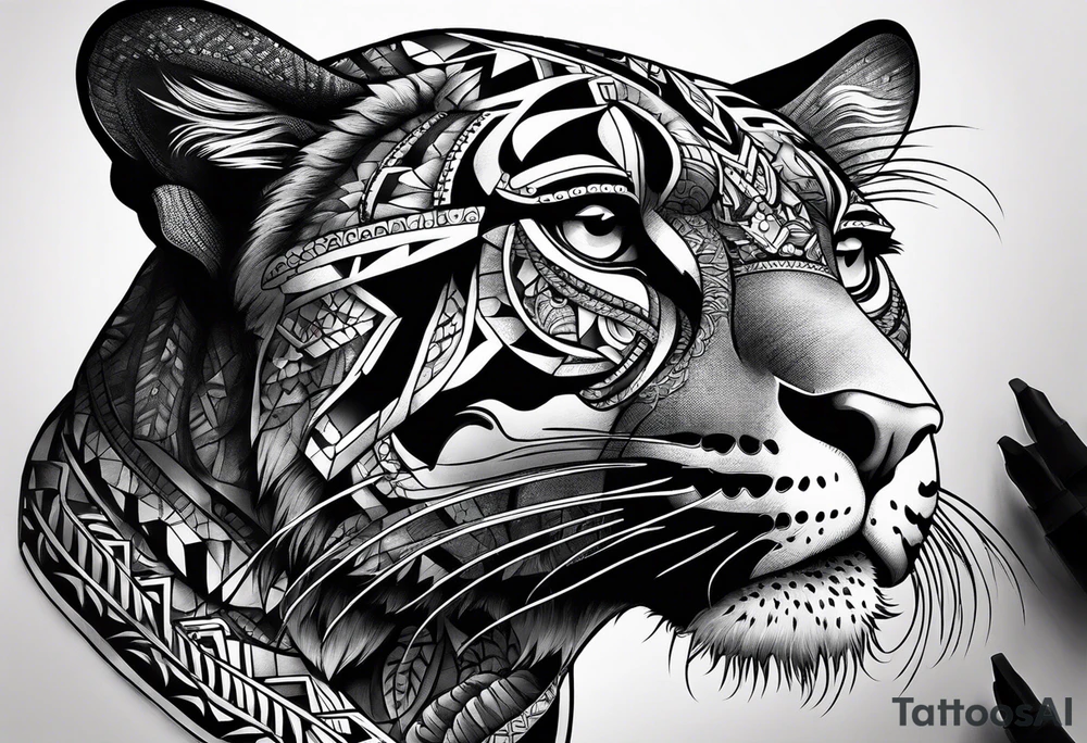 aztec black jaguar sitting tattoo idea