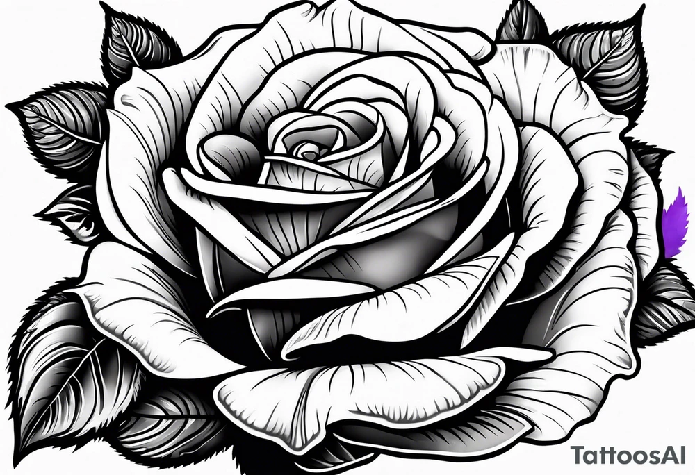 rose and violet with greenery tattoo idea