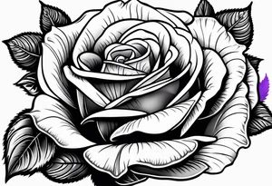 rose and violet with greenery tattoo idea