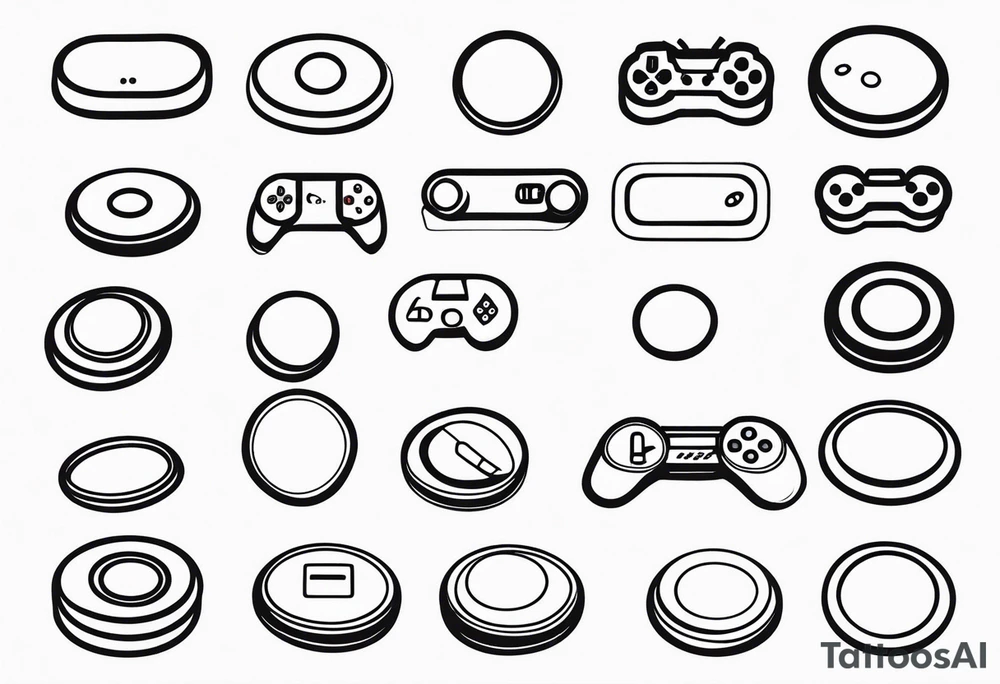 playstation buttons, stylish with no colors, simple tattoo idea