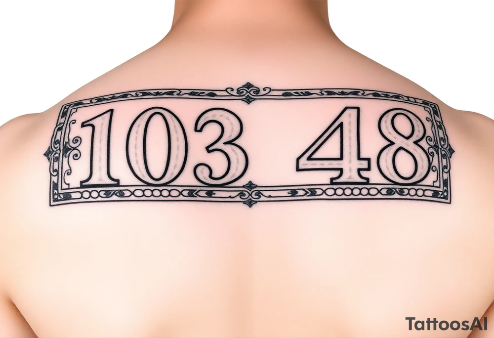 I want to use the numbers 10348 done in the style of New Orleans street tiles and also using the same color scheme.  I would like it to be rectangle
In shape and match the style and feel
OfNew Orleans street tiles. tattoo idea