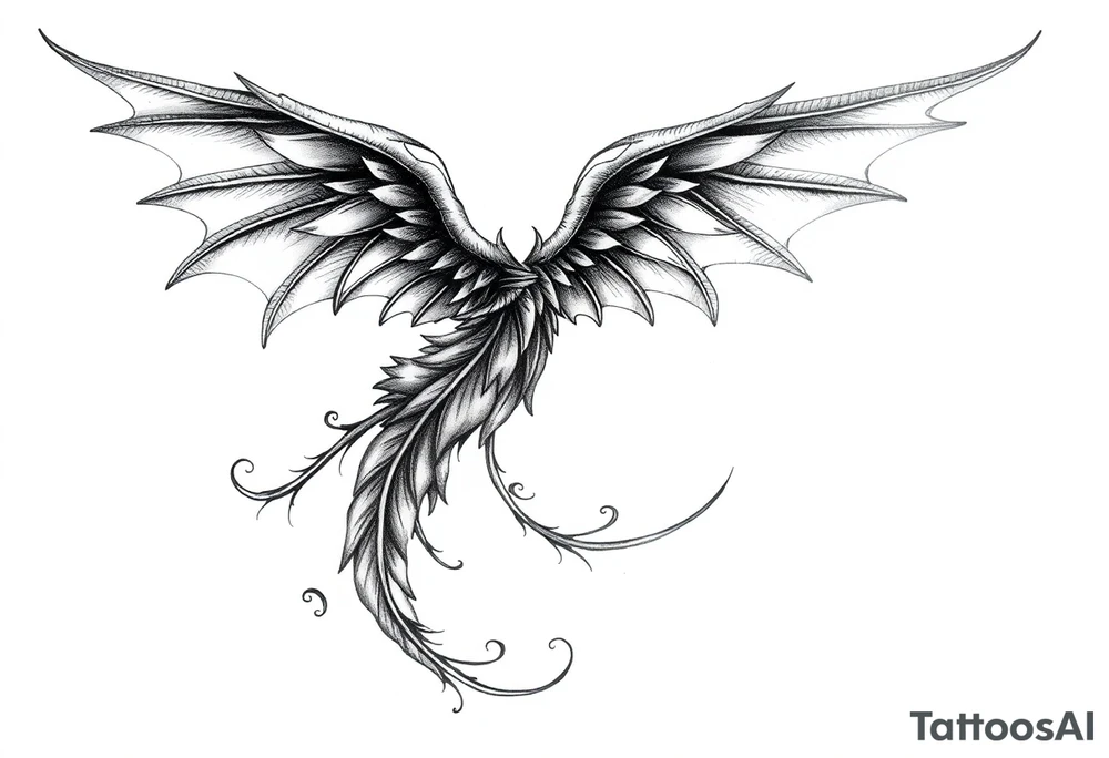 Angel devil feathers tattoo idea