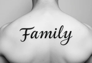 write in norsk writing the word "FAMILY" tattoo idea