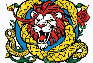 New school Scottish lion rampant with gadsden snake tattoo idea