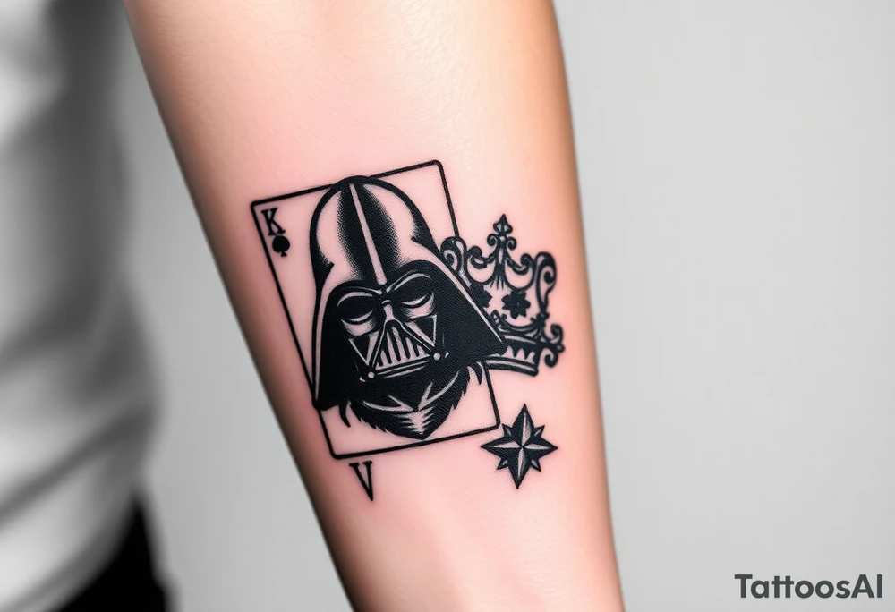deck of cards, Darth vader, black feathers. princess crown tattoo idea