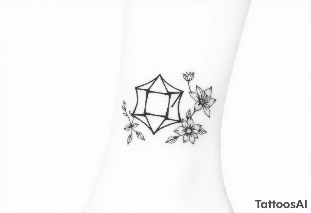 Hexagon Leo symbol larkspurs and water lilies tattoo idea