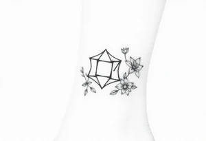 Hexagon Leo symbol larkspurs and water lilies tattoo idea
