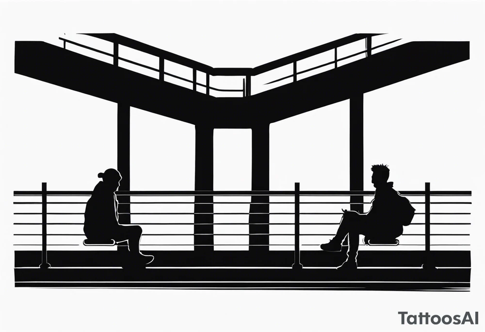 two silhouettes sitting on top of an overpass tattoo idea