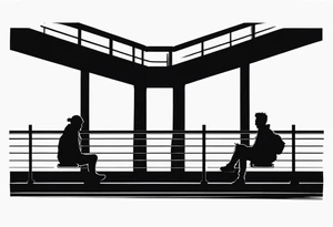 two silhouettes sitting on top of an overpass tattoo idea