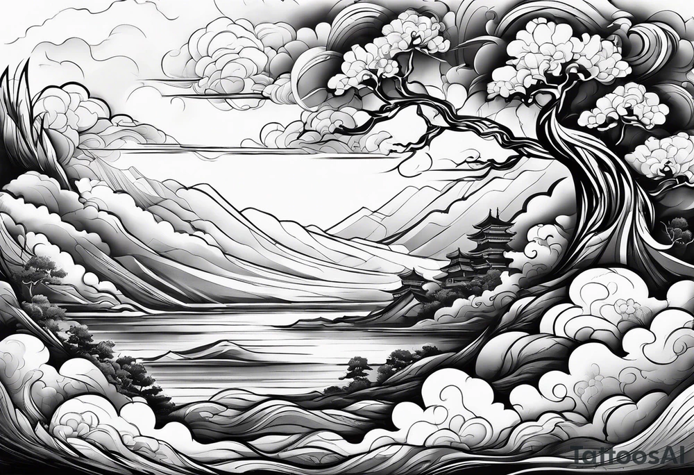 wispy clouds neojapanese tattoo idea