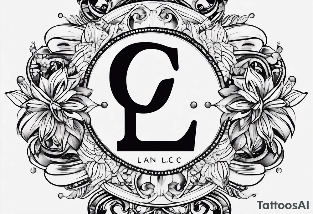small fine line art with the letters L and C without brackground. focus is on the letters tattoo idea