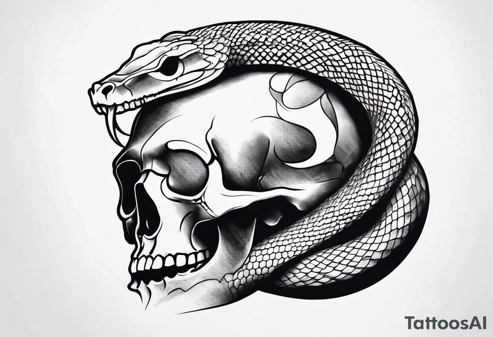 A snake wrapped around a skull tattoo idea