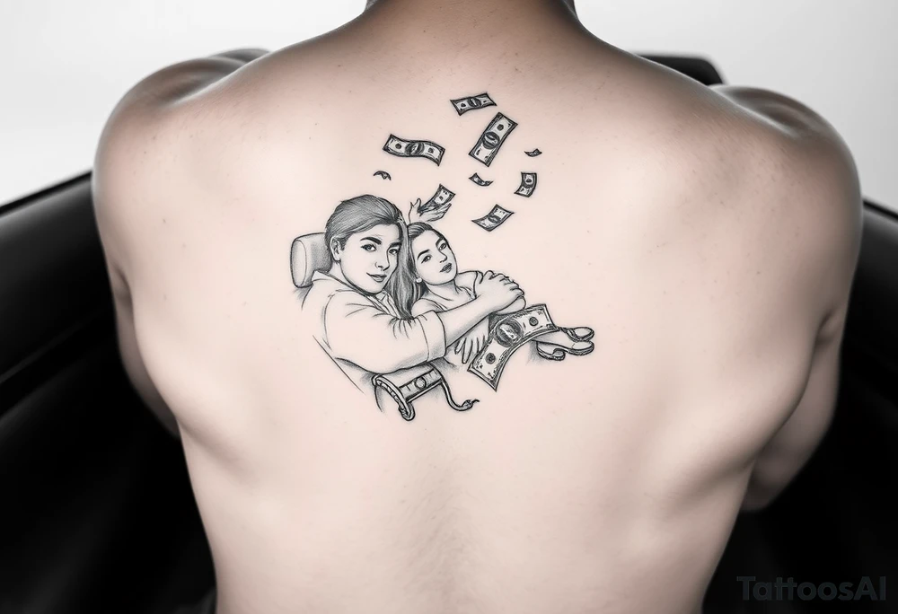 Riding in a car with my bestie money falling around us tattoo idea