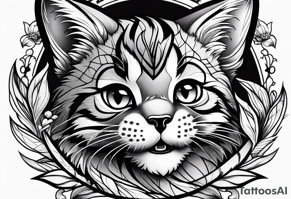 Super cute cartoon wildcat cub tattoo idea