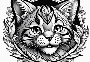 Super cute cartoon wildcat cub tattoo idea