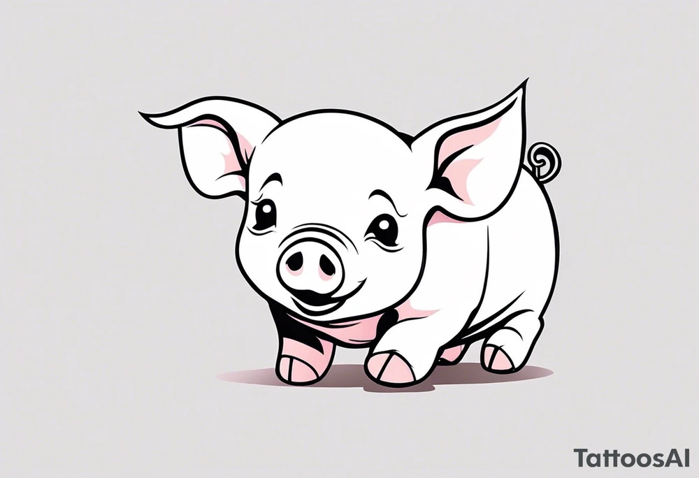 cute piglet tattoo idea