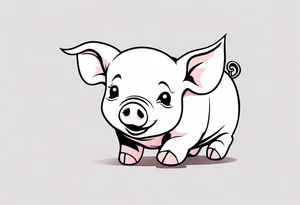 cute piglet tattoo idea