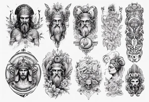 greek arm sleeve tattoo idea