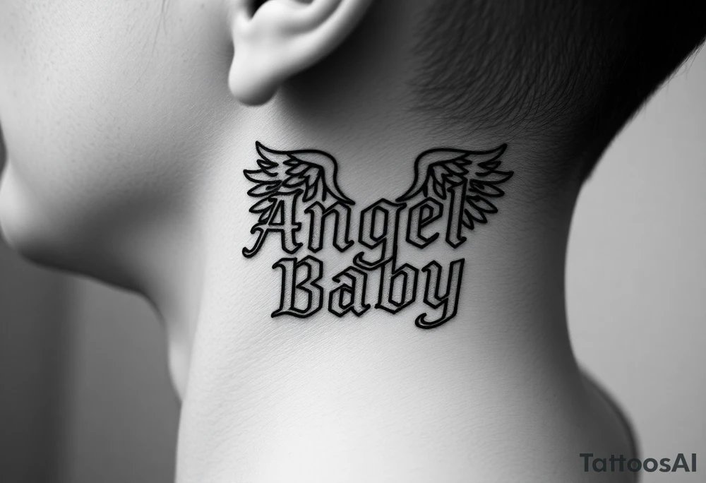 angel baby font with background tattoo idea