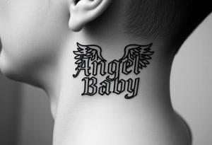 angel baby font with background tattoo idea